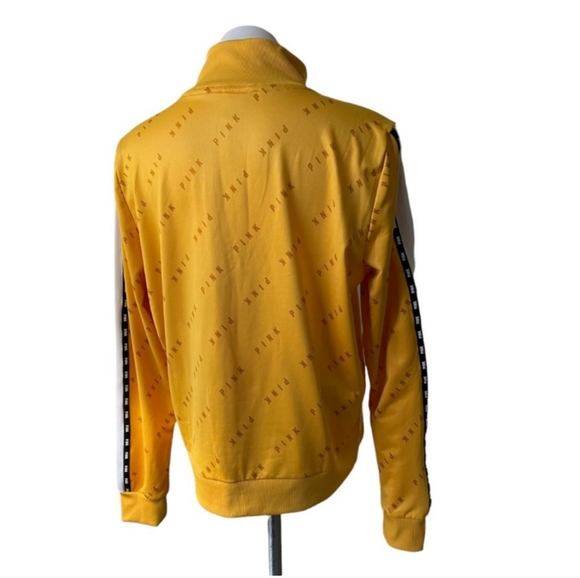 PINK VS Quarter Zip Up Track Jacket Gold w/ Blk Pink Ticking - Picture 6 of 11